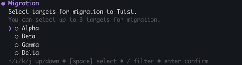 A gif that shows the component in action. The developer uses the key strokes up and down arrows to move their selection and select items